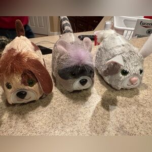 Plush Animal Trio - Dog, Raccoon, Cat